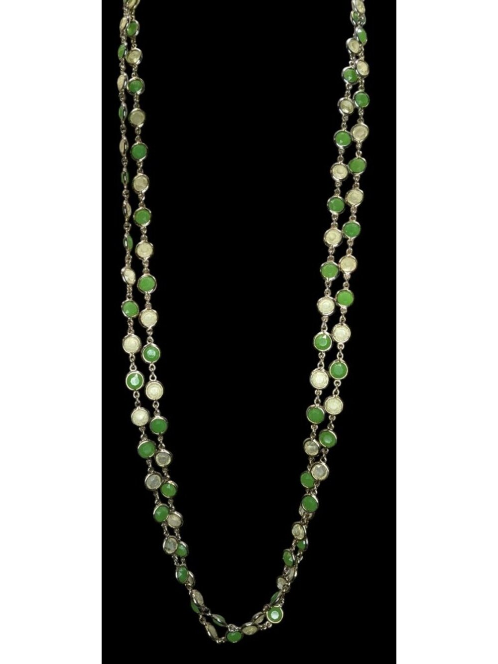Vintage Talbots Layered Necklace Glass Acrylic Gems Green Yellow Retro